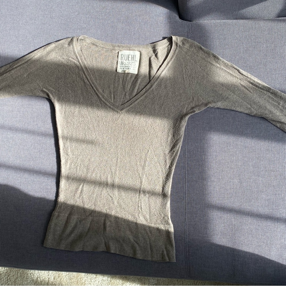 Ruehl No.925 Taupe V-Neck Sweater